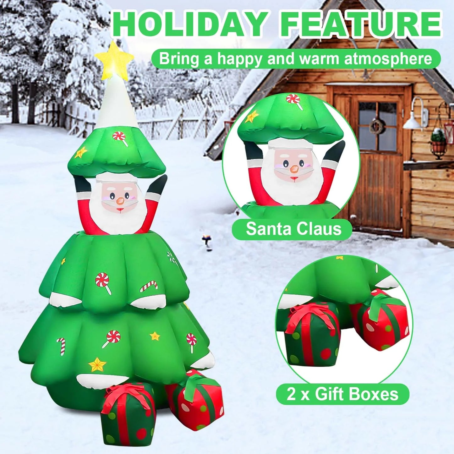 6Ft Christmas Inflatables, Christmas Blow up with Pop-Up Santa Claus, Xmas Outdoor Decoration