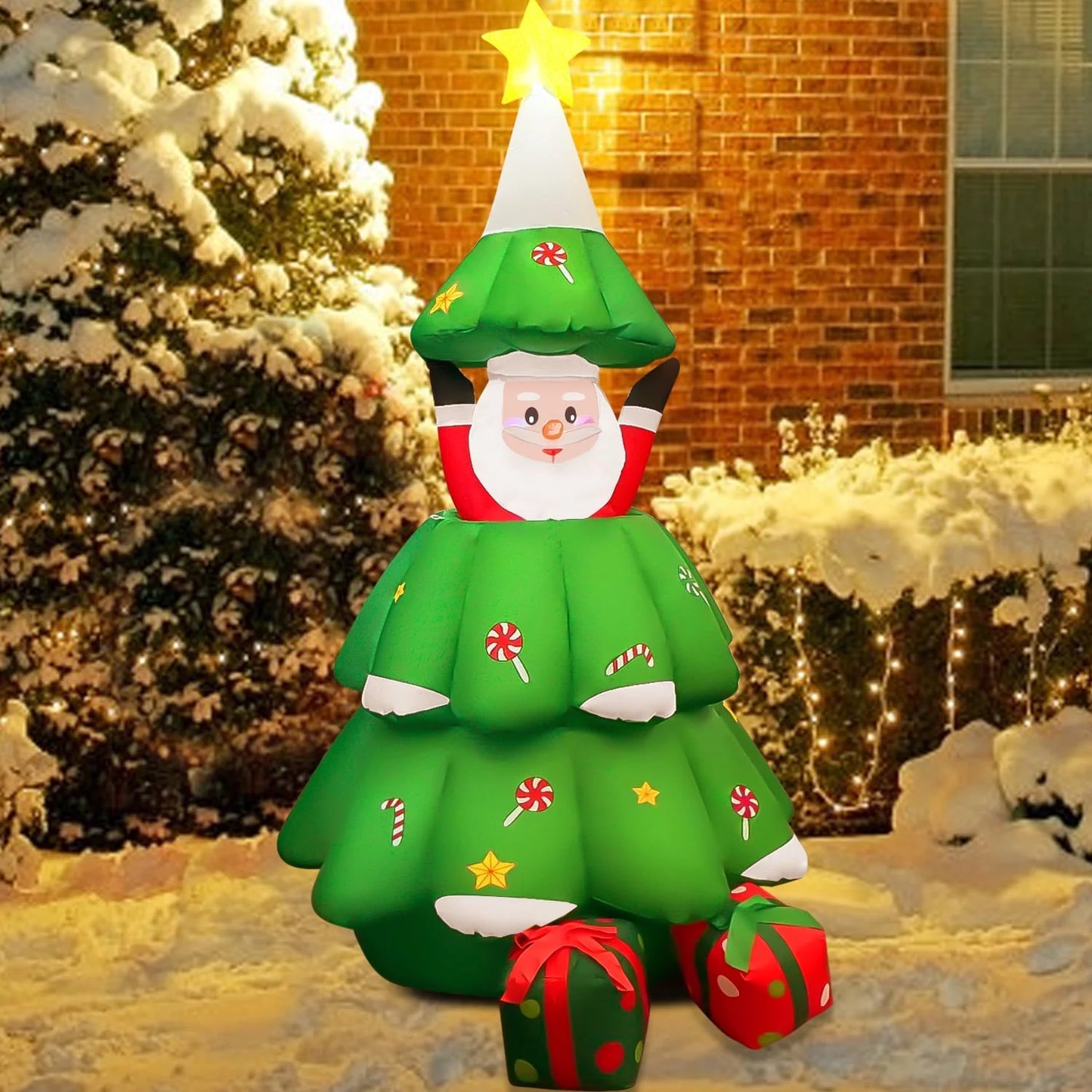 6Ft Christmas Inflatables, Christmas Blow up with Pop-Up Santa Claus, Xmas Outdoor Decoration