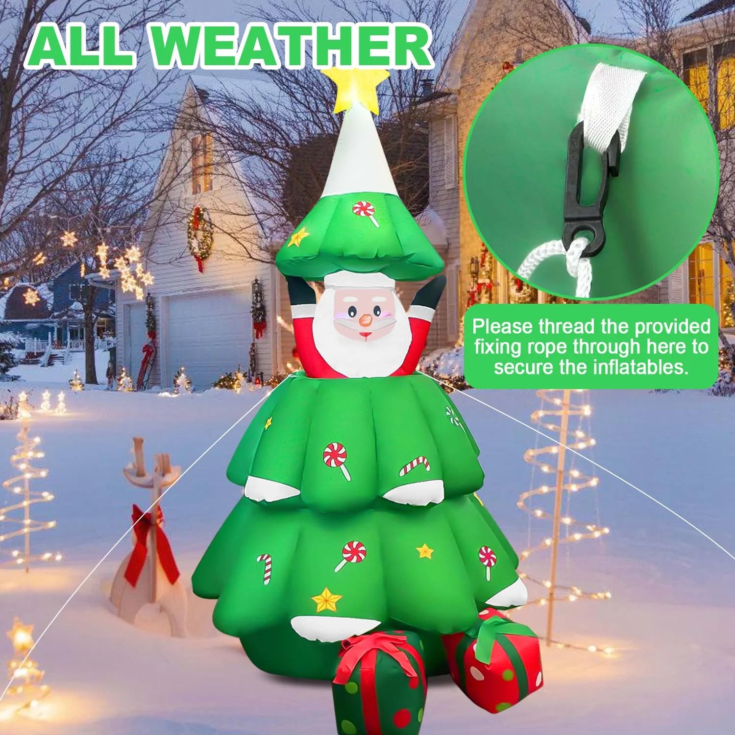 6Ft Christmas Inflatables, Christmas Blow up with Pop-Up Santa Claus, Xmas Outdoor Decoration