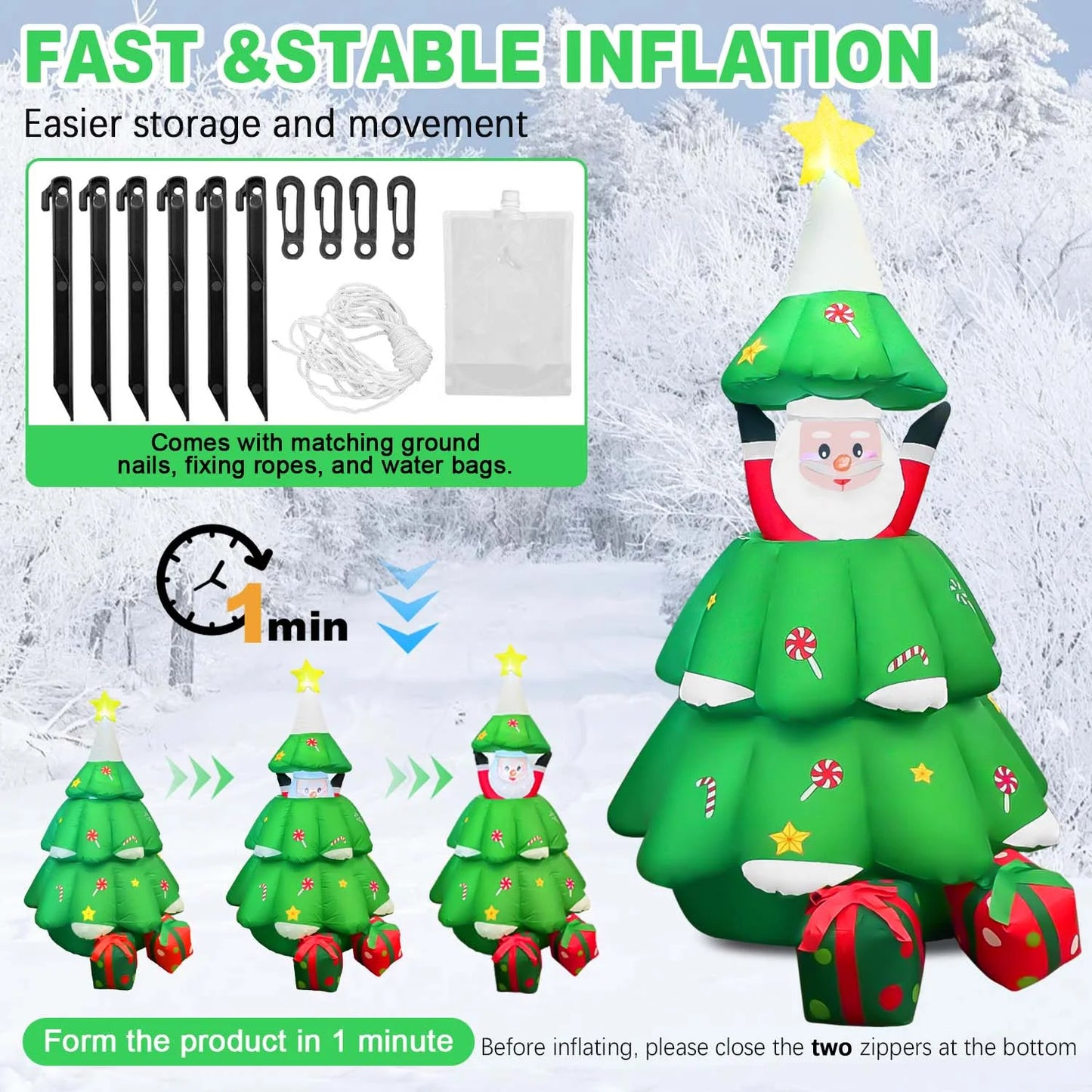 6Ft Christmas Inflatables, Christmas Blow up with Pop-Up Santa Claus, Xmas Outdoor Decoration