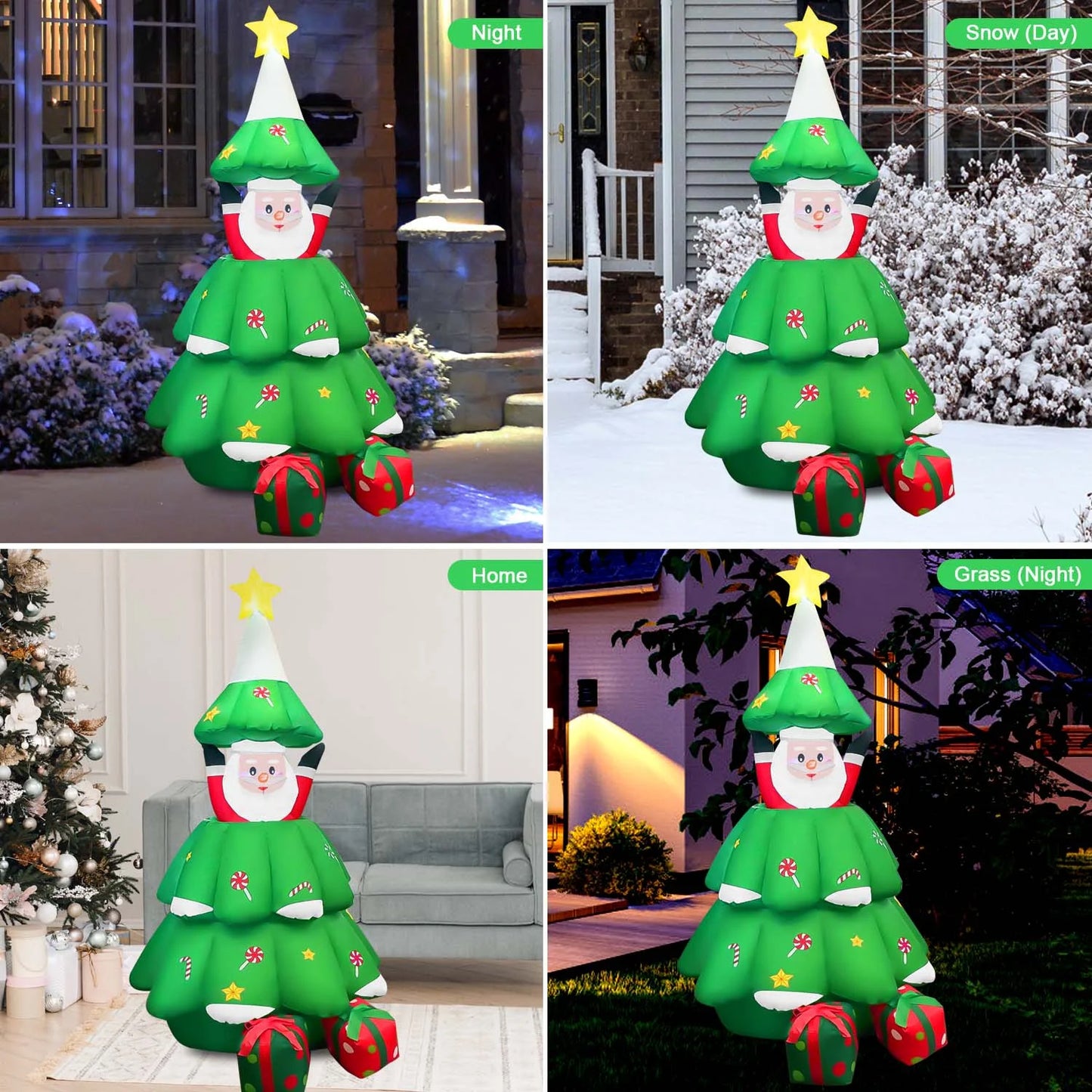 6Ft Christmas Inflatables, Christmas Blow up with Pop-Up Santa Claus, Xmas Outdoor Decoration