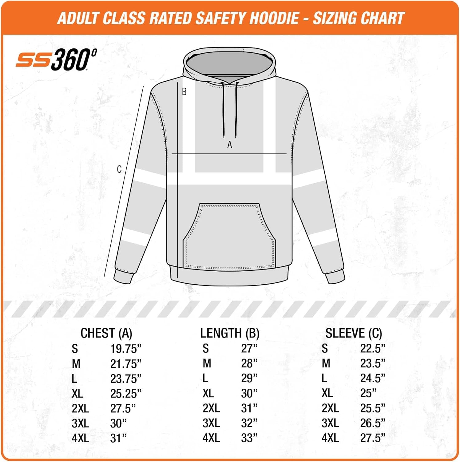 High Visibility Hoodie - SS360 American Grit ANSI Class 3 Type R Hi Vis Hoodie - Cold Weather Reflective Jacket