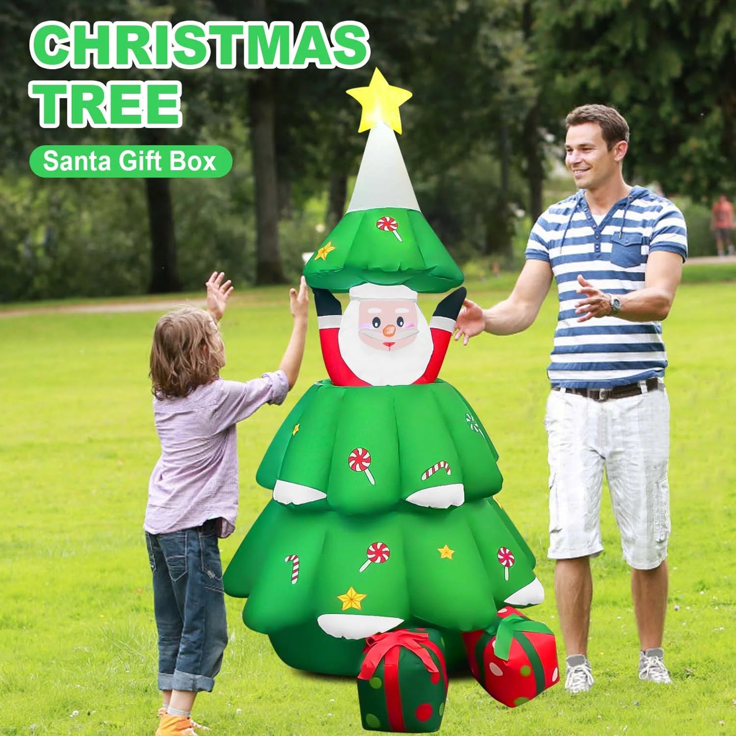 6Ft Christmas Inflatables, Christmas Blow up with Pop-Up Santa Claus, Xmas Outdoor Decoration