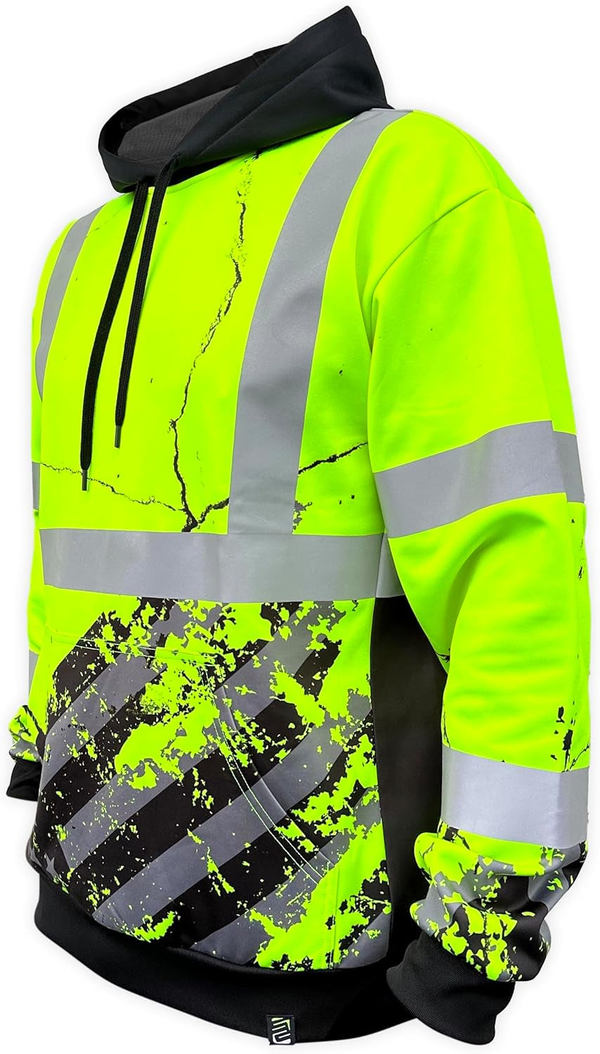 High Visibility Hoodie - SS360 American Grit ANSI Class 3 Type R Hi Vis Hoodie - Cold Weather Reflective Jacket