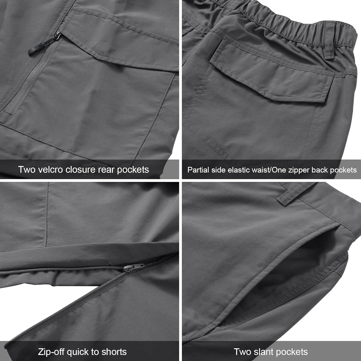 Mens Hiking Pants Quick Dry Lightweight Fishing Pants Convertible Zip off Cargo Work Pants Trousers