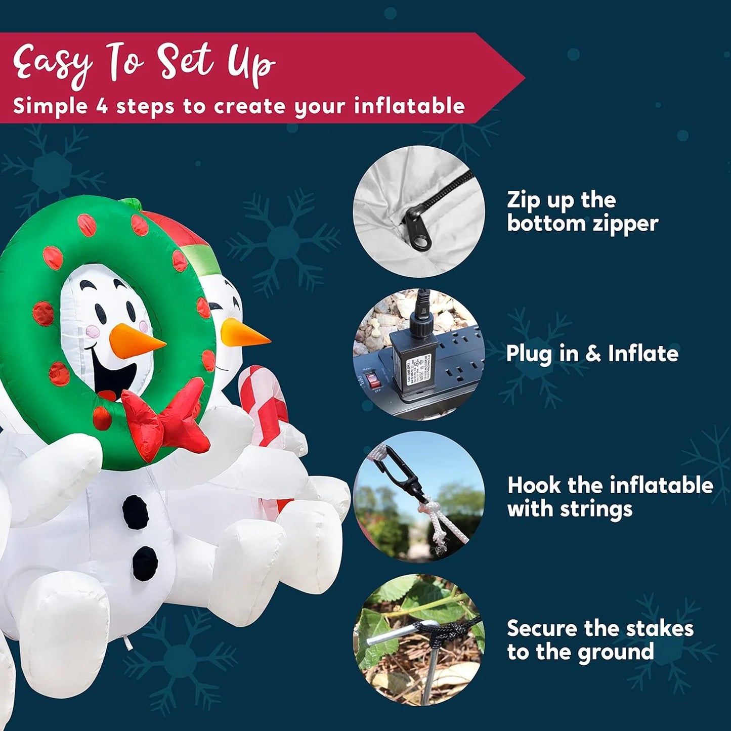 6 FT Christmas Inflatables Snowmen Outdoor Decorations,Christmas Three Sitting Snowmans Blow Ups Yard with Built-In Leds for Holiday Party Garden Lawn Decor